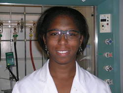 Ticora Jones in protective lab gear